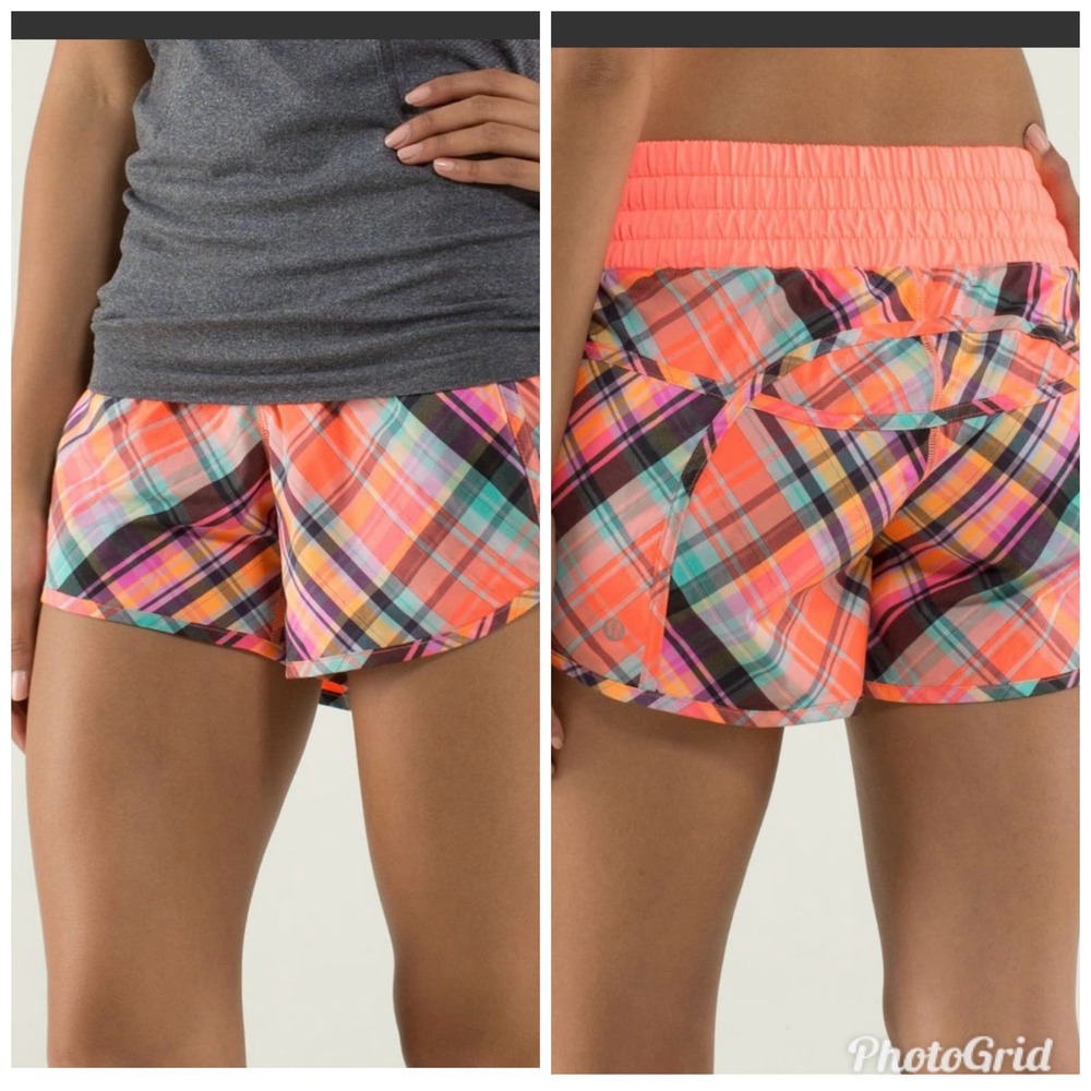 Lululemon Tracker Short II Rad Plaid Very Light Flare Reflective Size 4